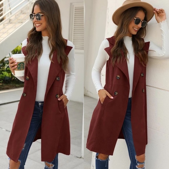 Chic Waterfall Button Detail Slay Long Vest - Picture 4 of 6